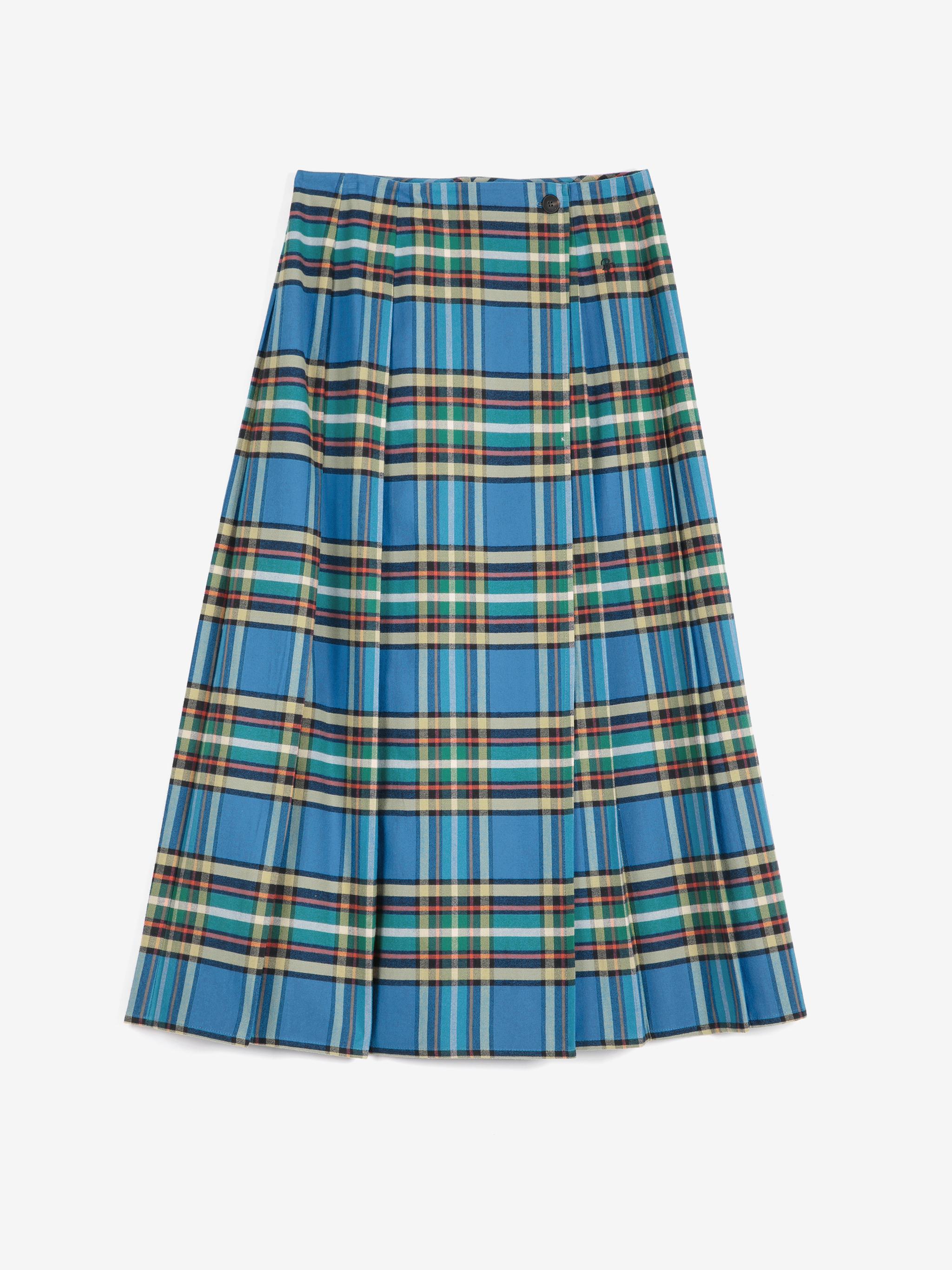 Bobo Choses Tartan Flannel Pleated Skirt Damen Maxi Rock Karo blau